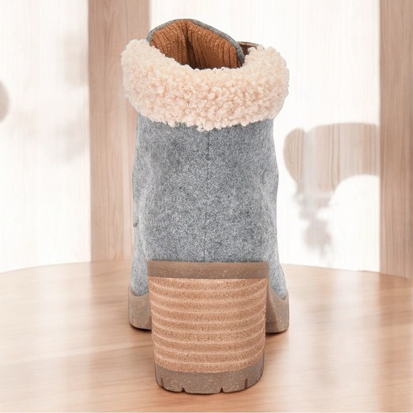 New KORK-EASE Evie Heeled Lace-Up Boots Grey Wool Fabric Size 9 - Picture 6 of 7